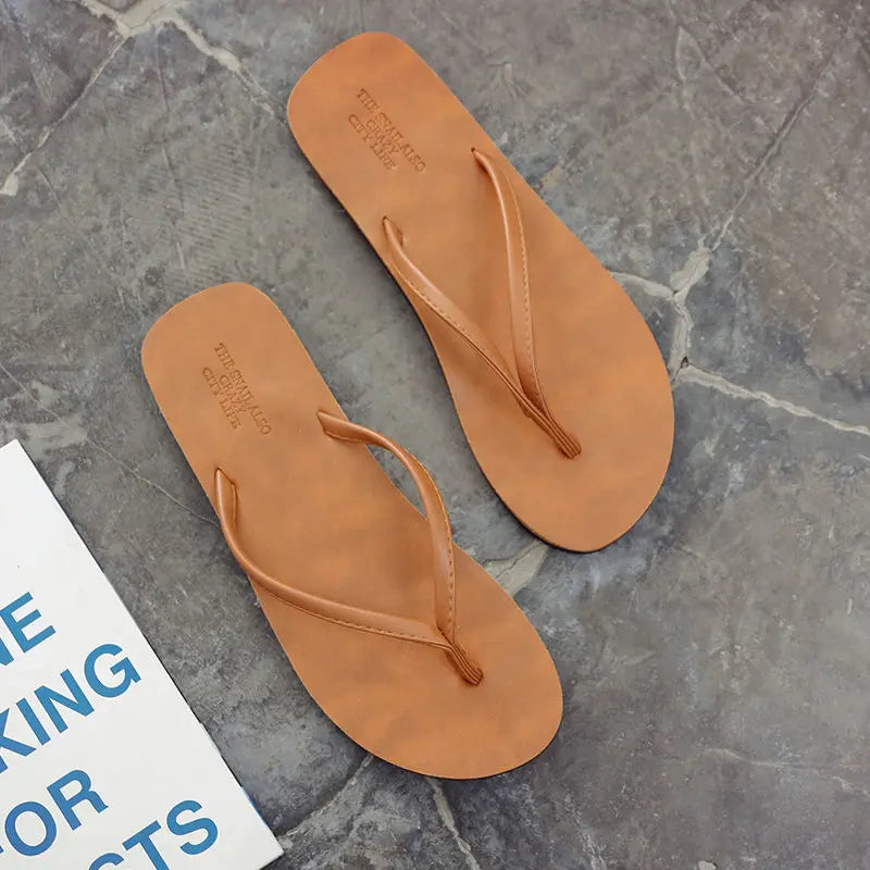 Herren Anti-Rutsch Leder Flip Flops Sommer