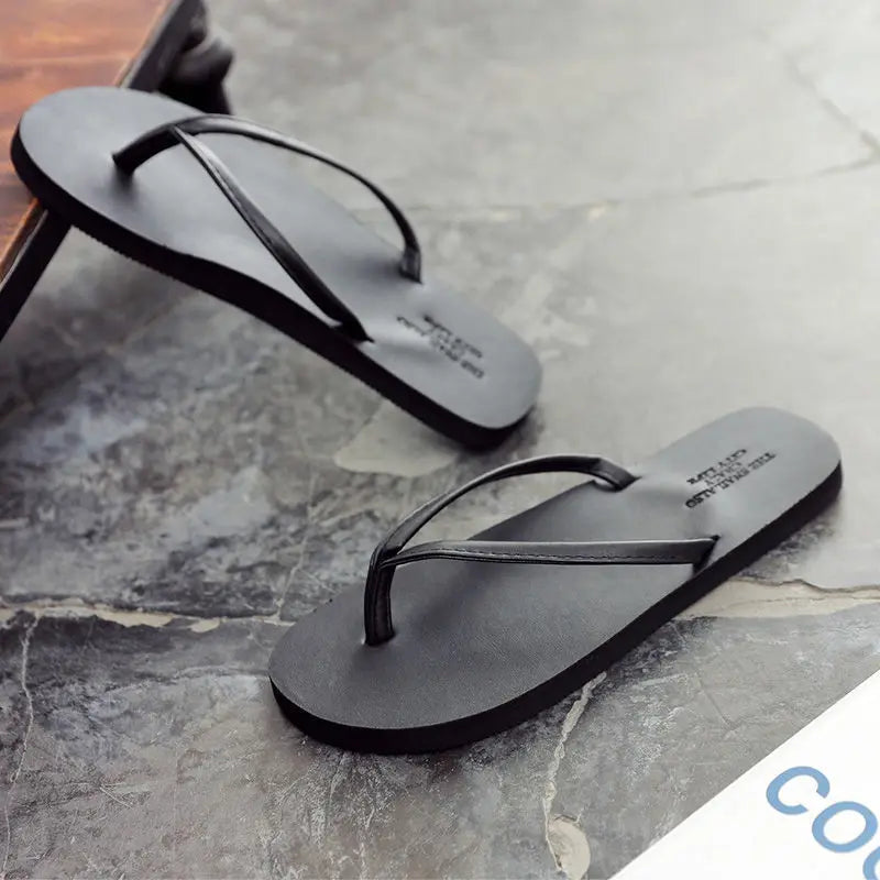 Herren Anti-Rutsch Leder Flip Flops Sommer