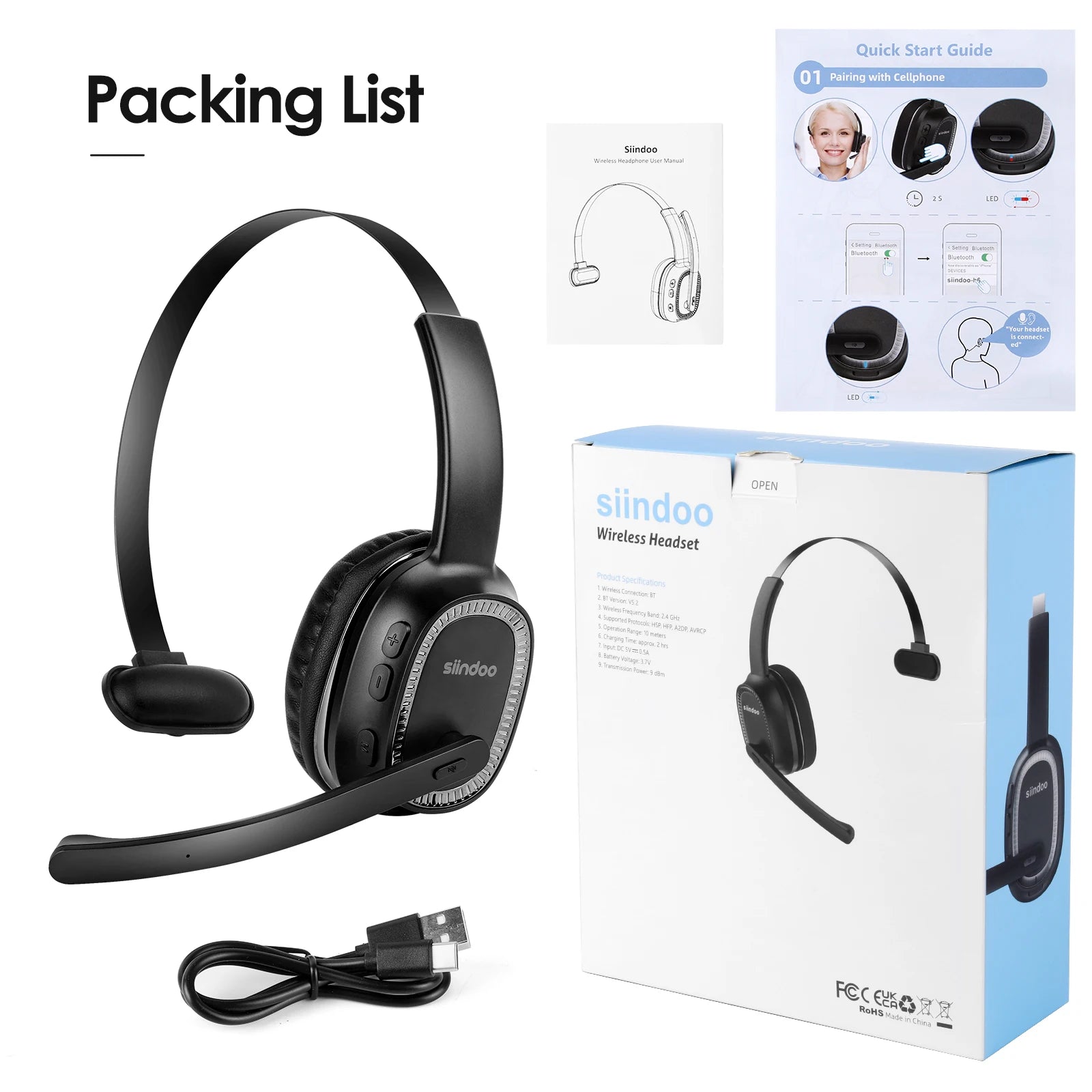 Siindoo JH-101 Wireless Office Headset