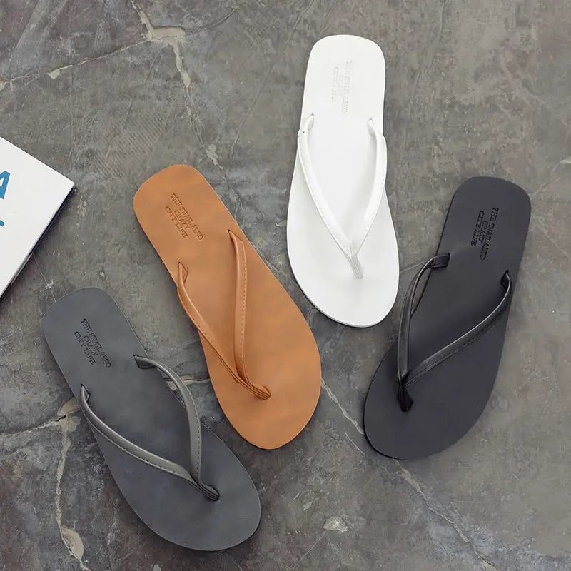 Herren Anti-Rutsch Leder Flip Flops Sommer