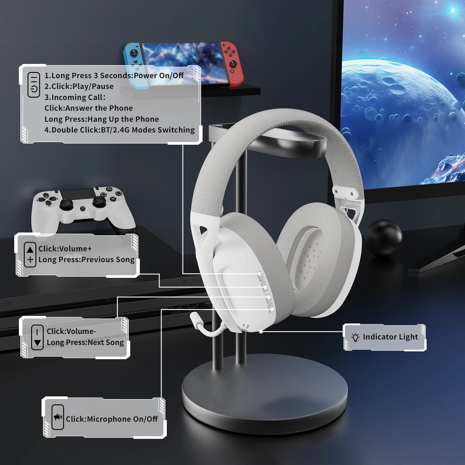 ATTACK SHARK L80 Tri-Mode Headset