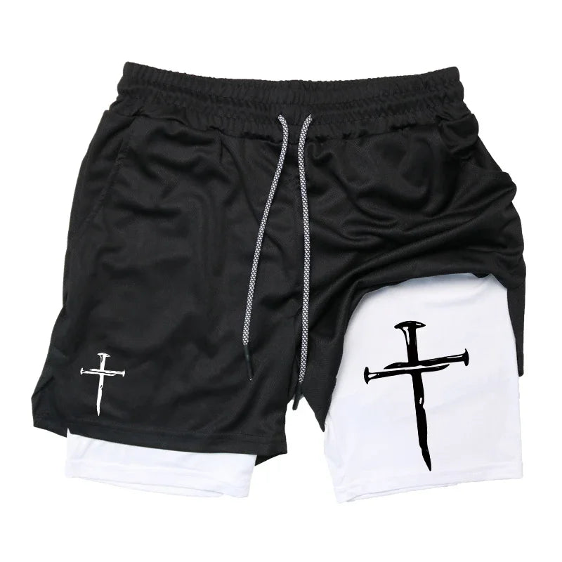 Cross Graphic 2-in-1 Workout-Laufshorts für Herren