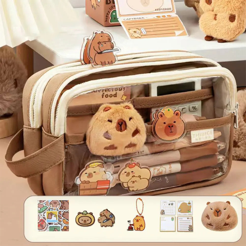 Capybara Kawaii Clear Pencil Case