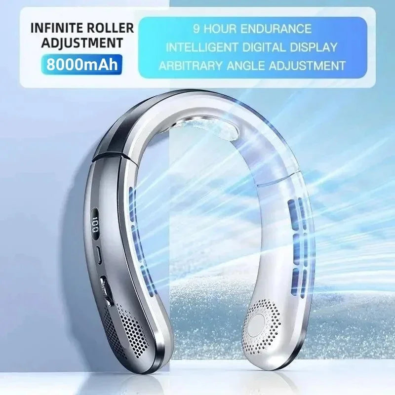 8000mAh USB Hanging Neck Fan LED