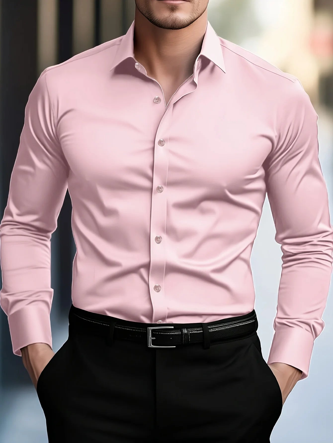 FGKKS Herren Casual Solid Langarmhemd