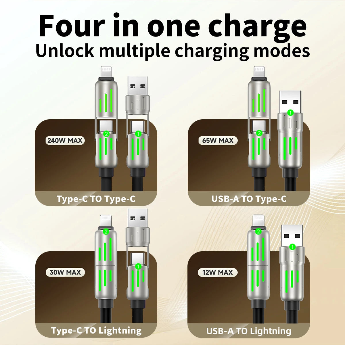 USB-C-auf-C-Silikonkabel mit Lichtern