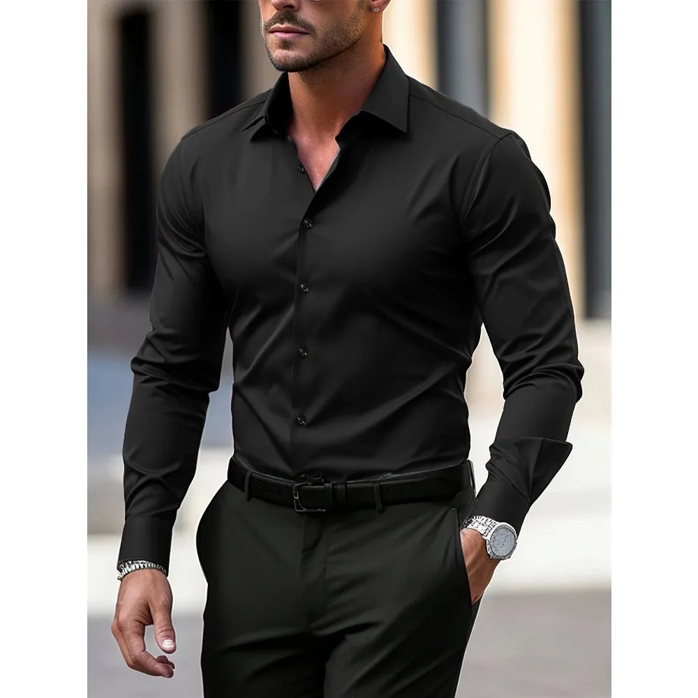 FGKKS Herren Casual Solid Langarmhemd