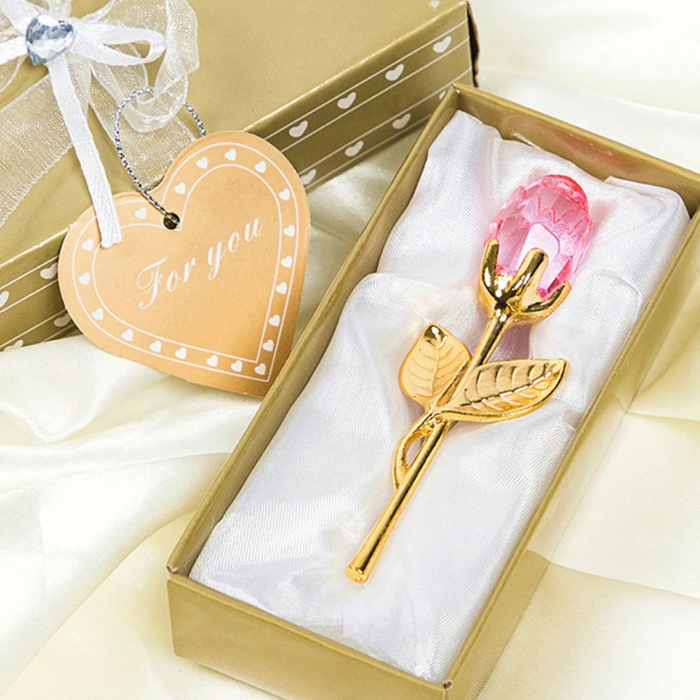Crystal Glass Rose Box Wedding Gift Set
