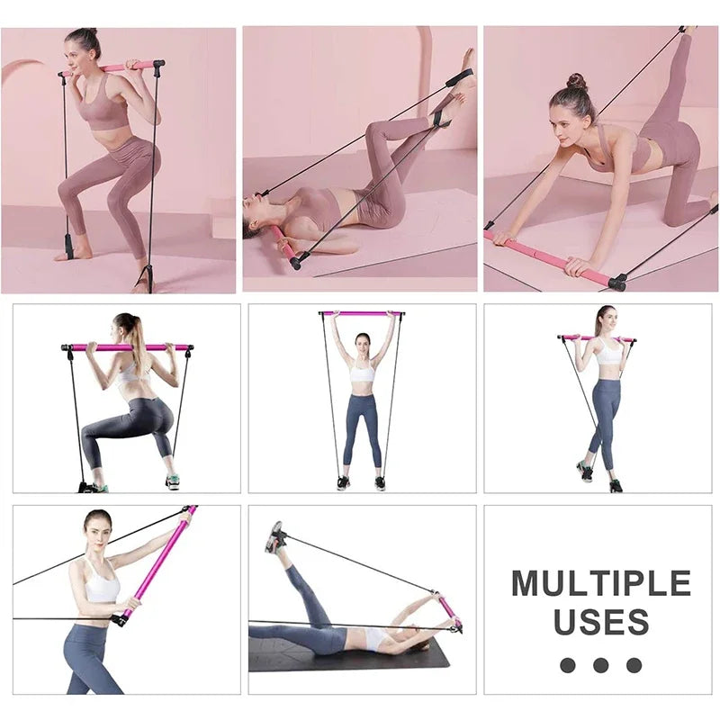 Multifunktions-Pilatesstange mit Bändern
