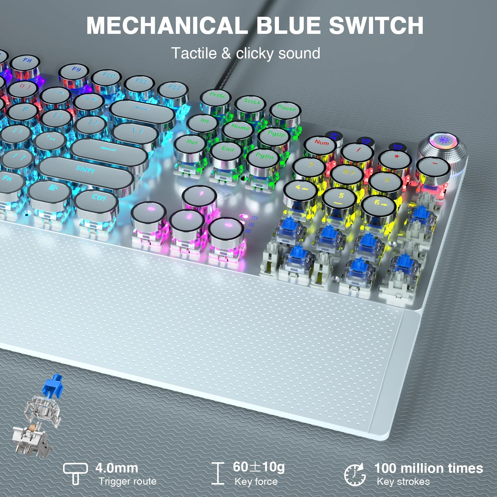 F2088 RGB-Gaming-Tastatur mit runden Tasten 104