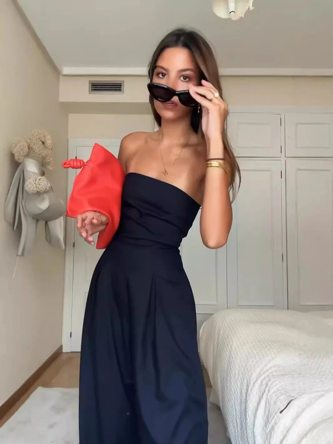 Y2K Strapless Wide Leg Summer Jumpsuit