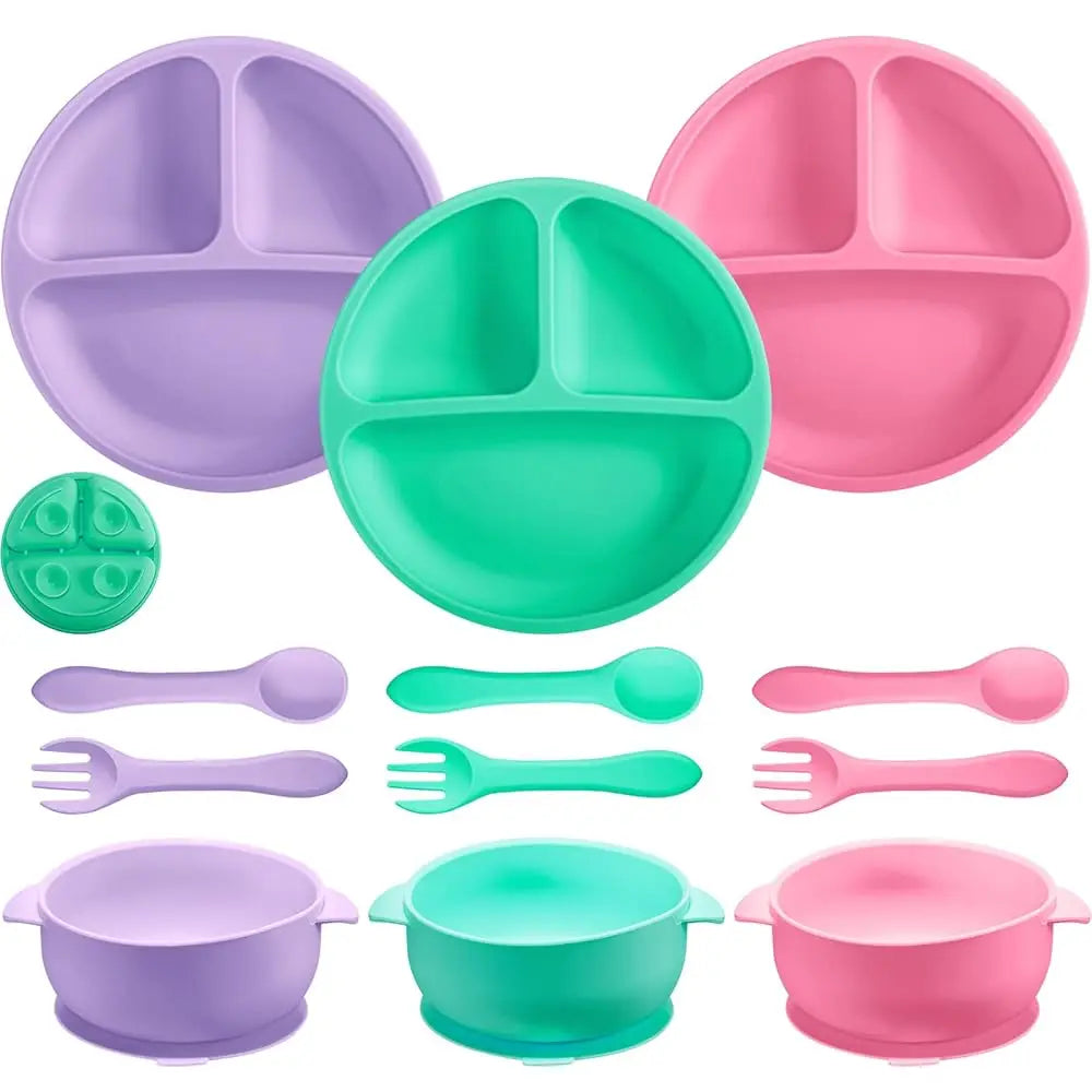 12-Piece Silicone Baby Feeding Set with Suction