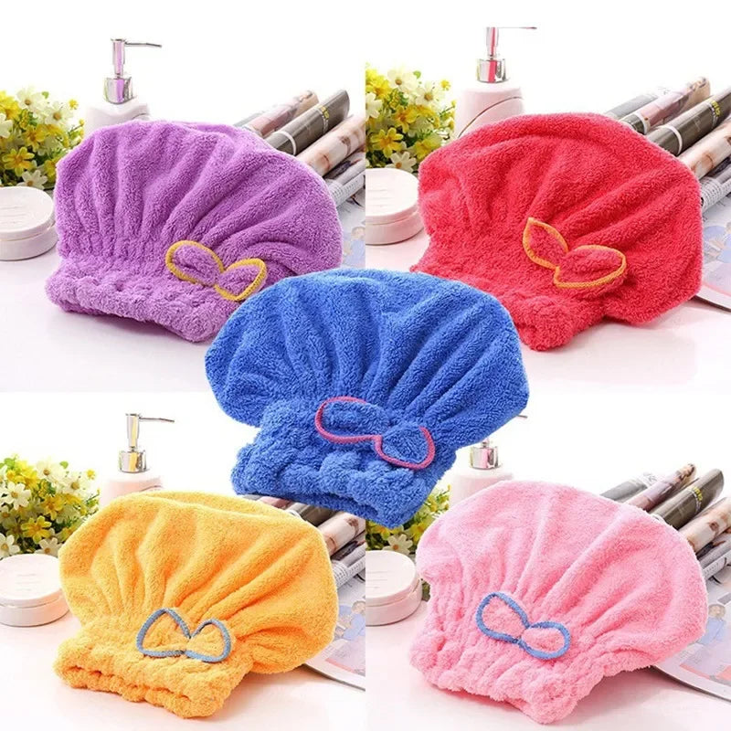 2PCS Microfiber Quick-Dry Shower Caps