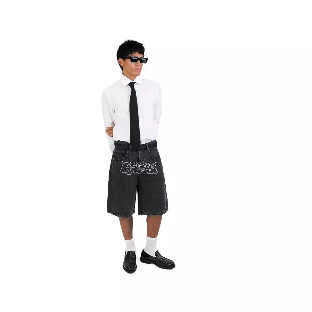 Amerikanische Strass-Y2K-Jeansshorts