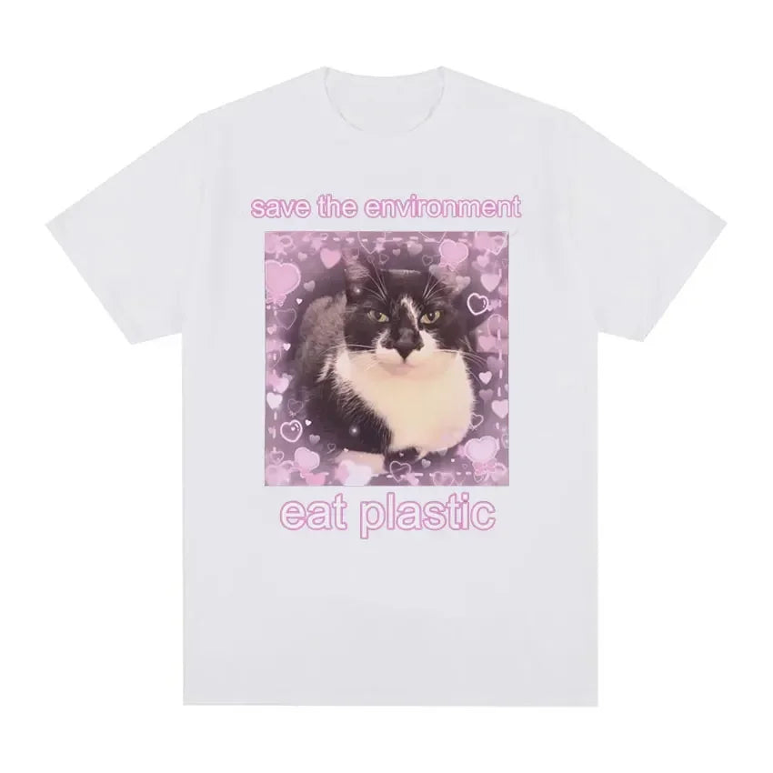 Rette die Umwelt Süßes Katzen-T-Shirt