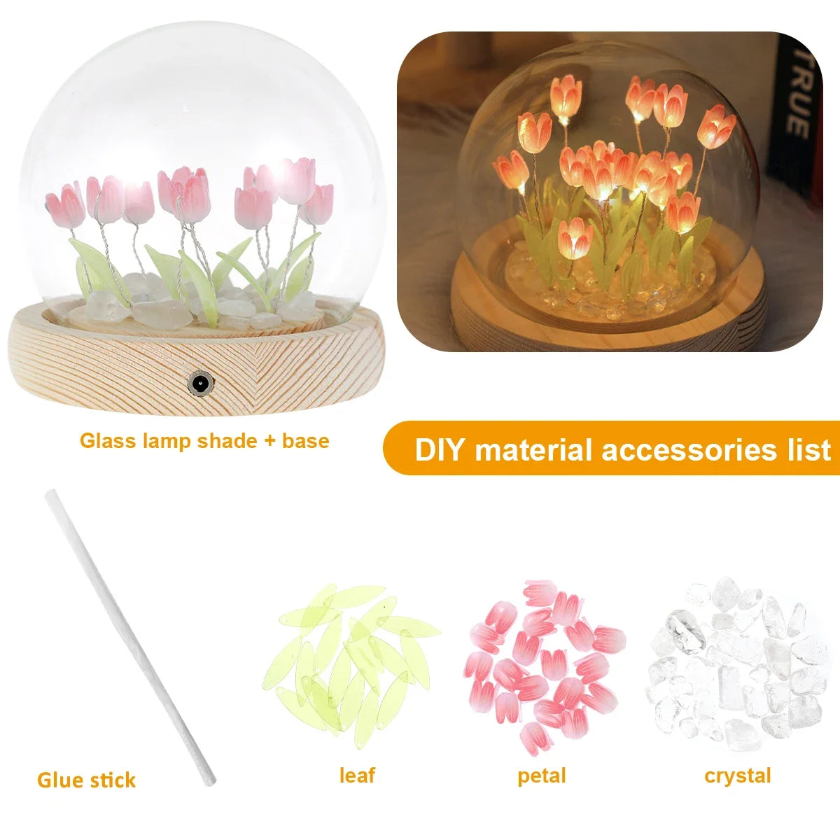 Battery Tulip LED Night Light Lamp Set