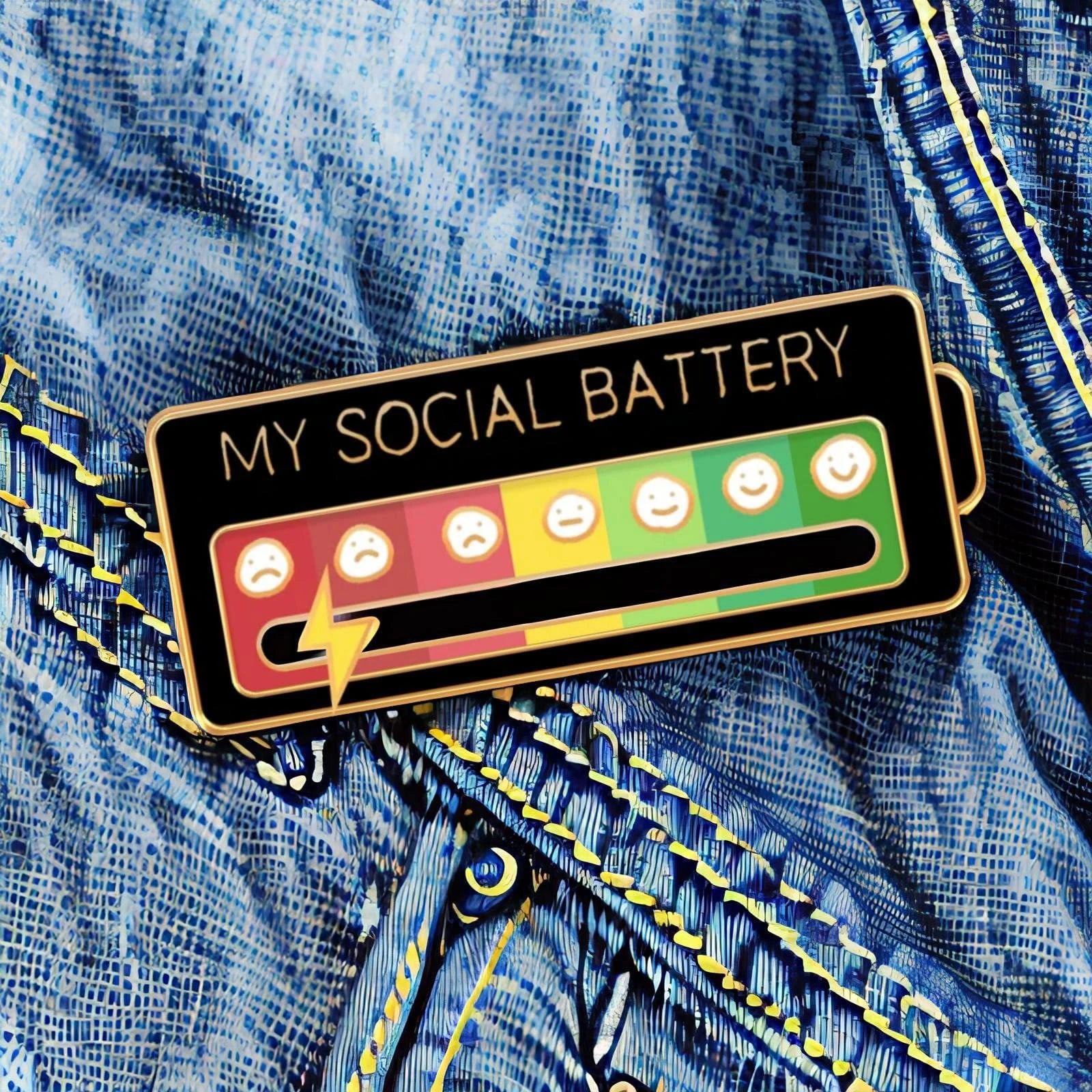Enamel Mood Battery Brooch Pin Set