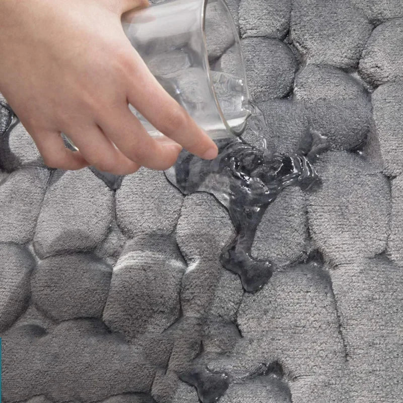 3-Piece Non Slip Cobblestone Bath Mat Set