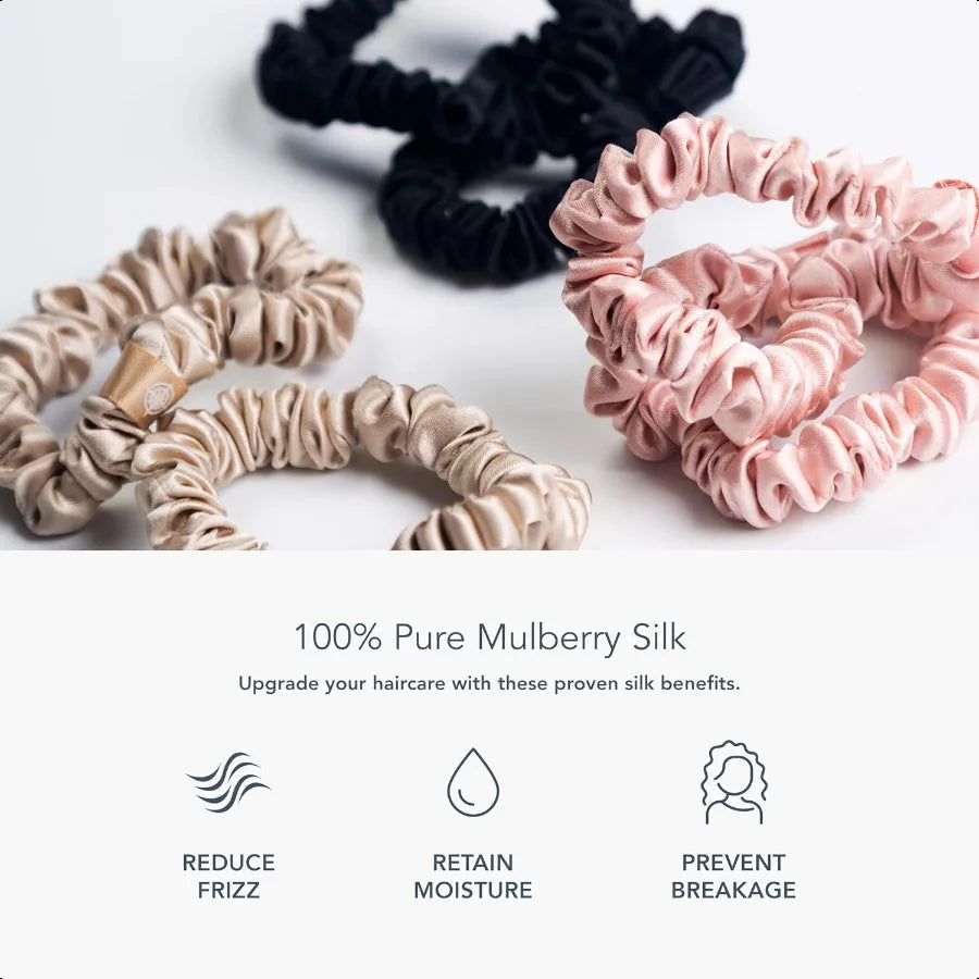 25 Momme Silk Skinny Scrunchies – 6 Pk