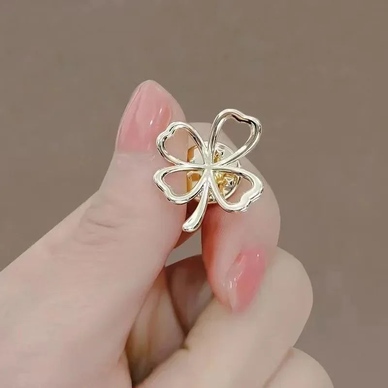 Flower and Bow Metal Brooch Set
