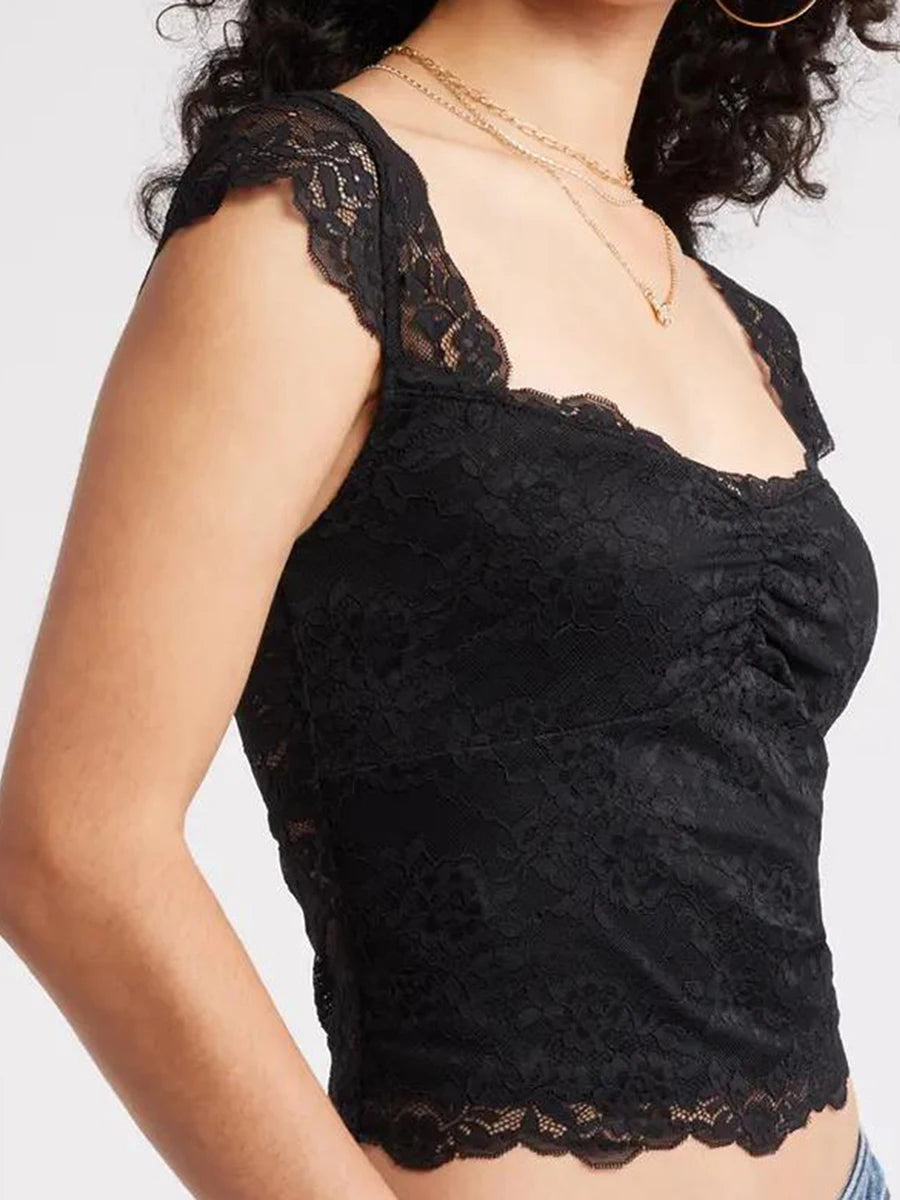 Spitzentop mit quadratischem Ausschnitt – Mädchen Sommer