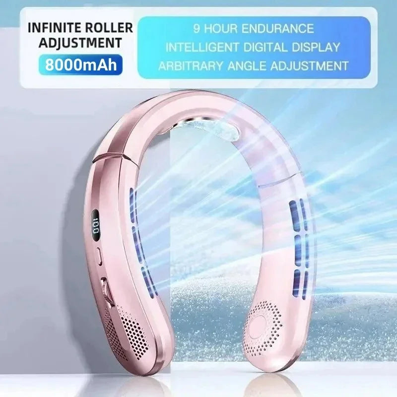 8000mAh USB Hanging Neck Fan LED
