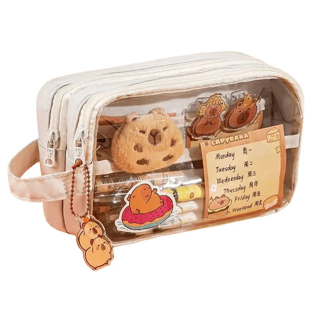 Capybara Kawaii Clear Pencil Case