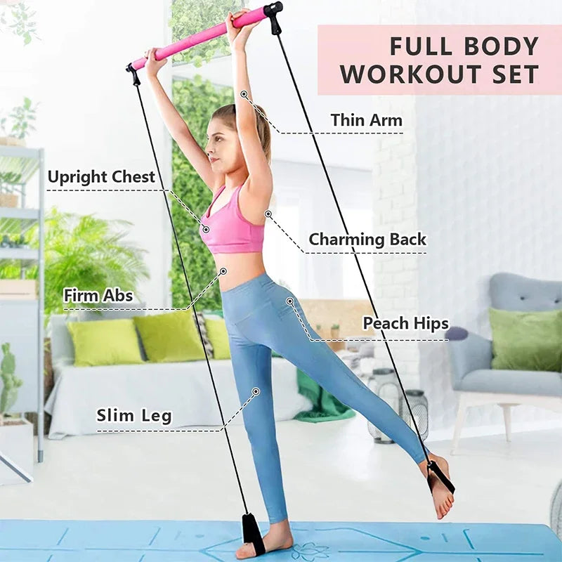 Multifunktions-Pilatesstange mit Bändern
