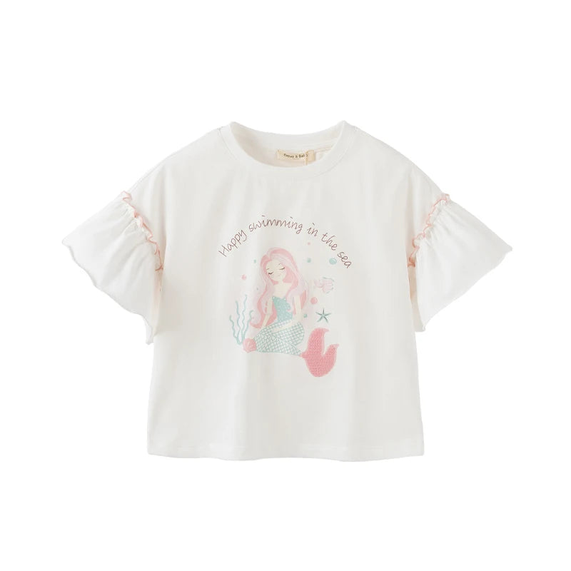 Dave Bella Mädchen Cartoon-Baumwoll-T-Shirt