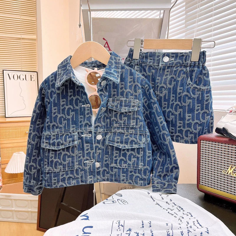 Baby Mädchen Jeansjacke Rock Set