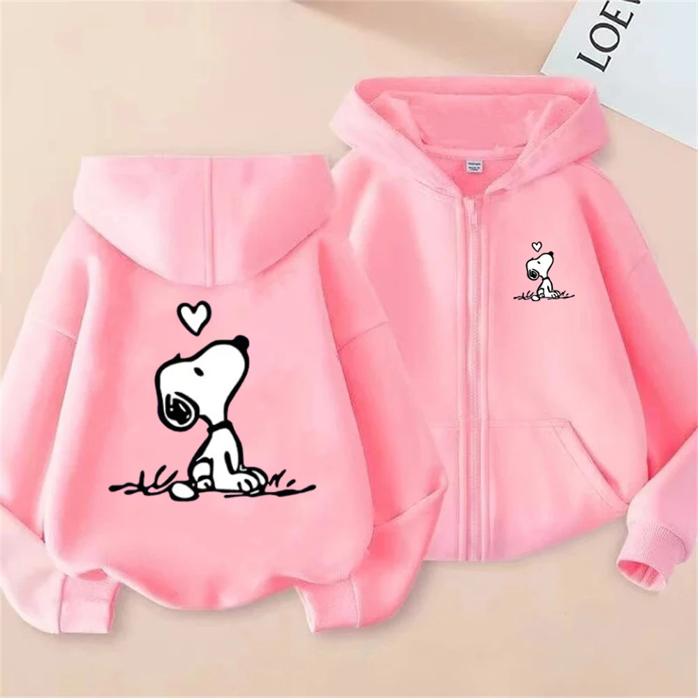 Disney Snoopy Kinder-Kapuzenpullover mit Reißverschluss – Rosa