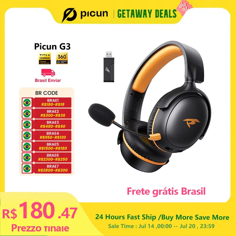 Picun G3 Kabelloses Gaming-Headset mit Mikrofon