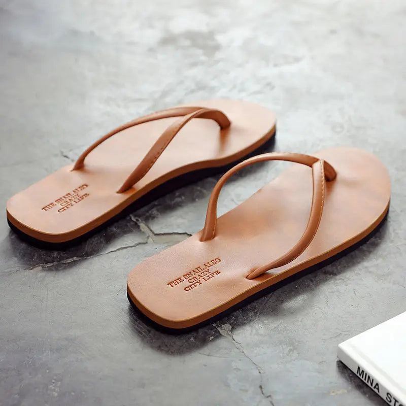 Herren Anti-Rutsch Leder Flip Flops Sommer