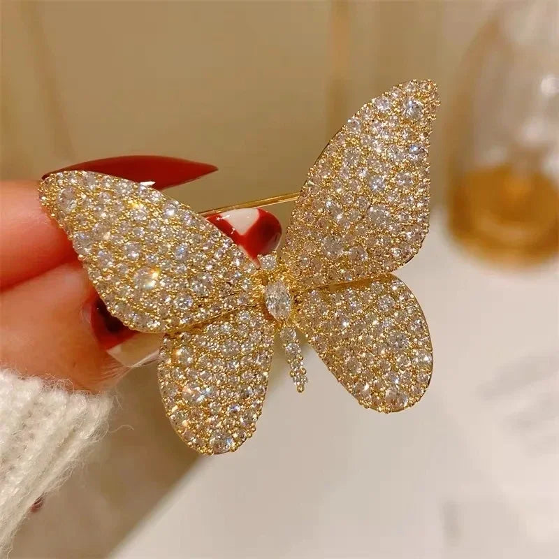 Retro Green Emerald Butterfly Brooch