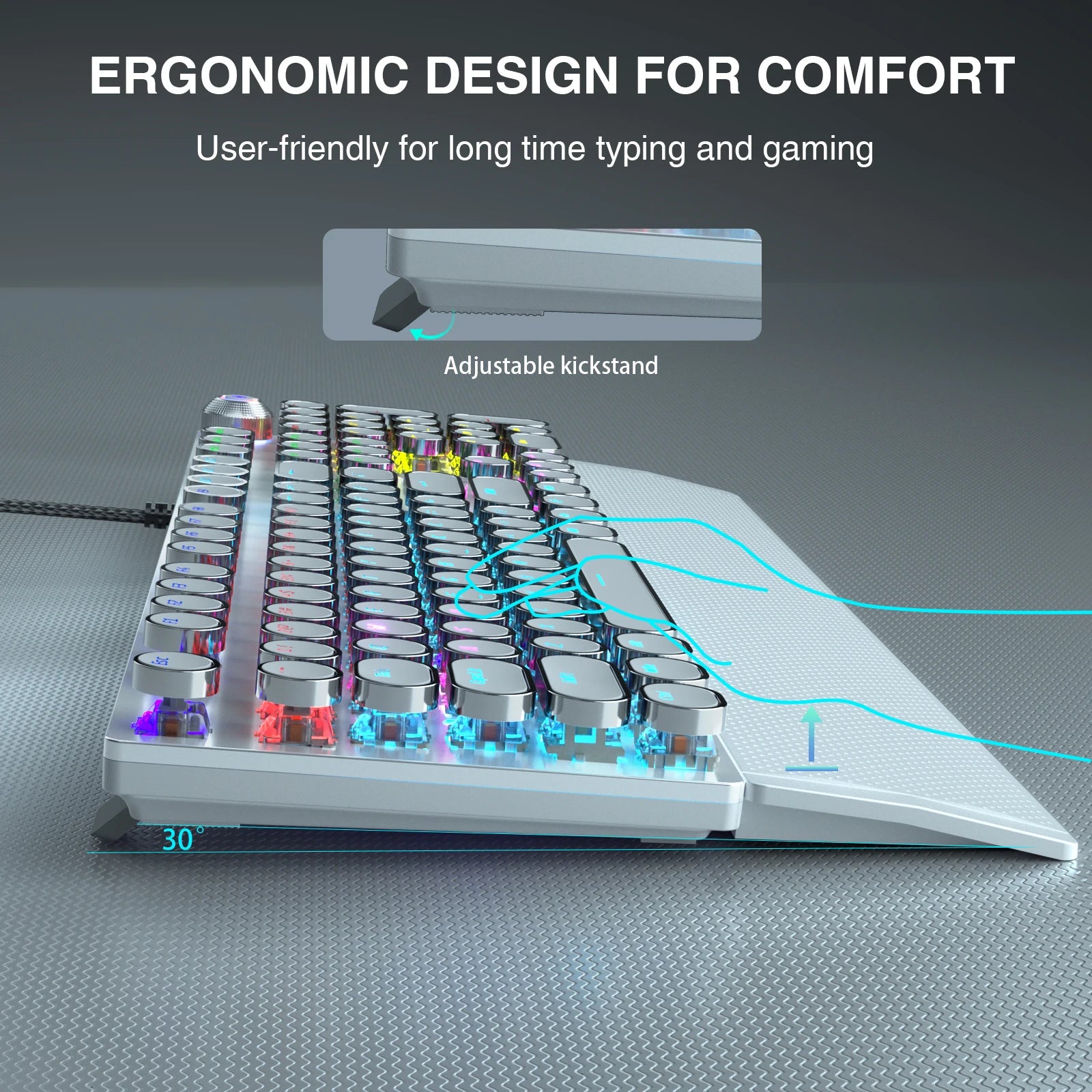 F2088 RGB-Gaming-Tastatur mit runden Tasten 104