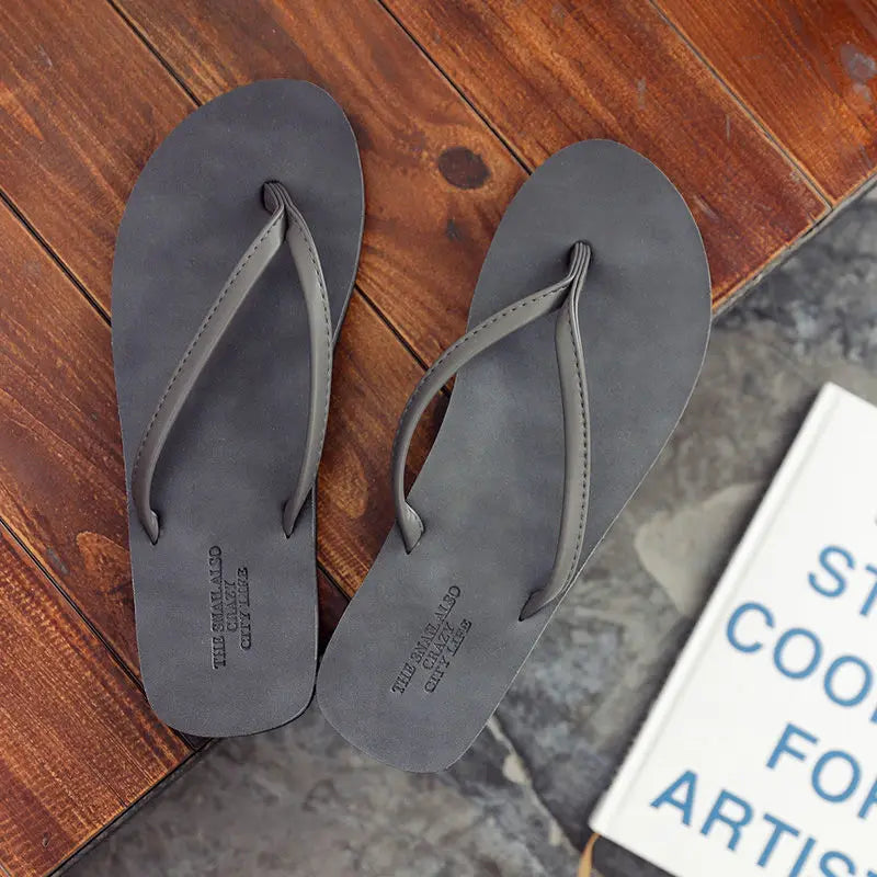 Herren Anti-Rutsch Leder Flip Flops Sommer