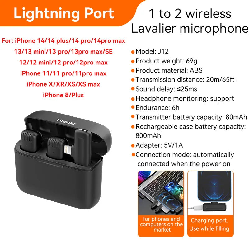 Ulanzi J12 Wireless Lavalier Mic