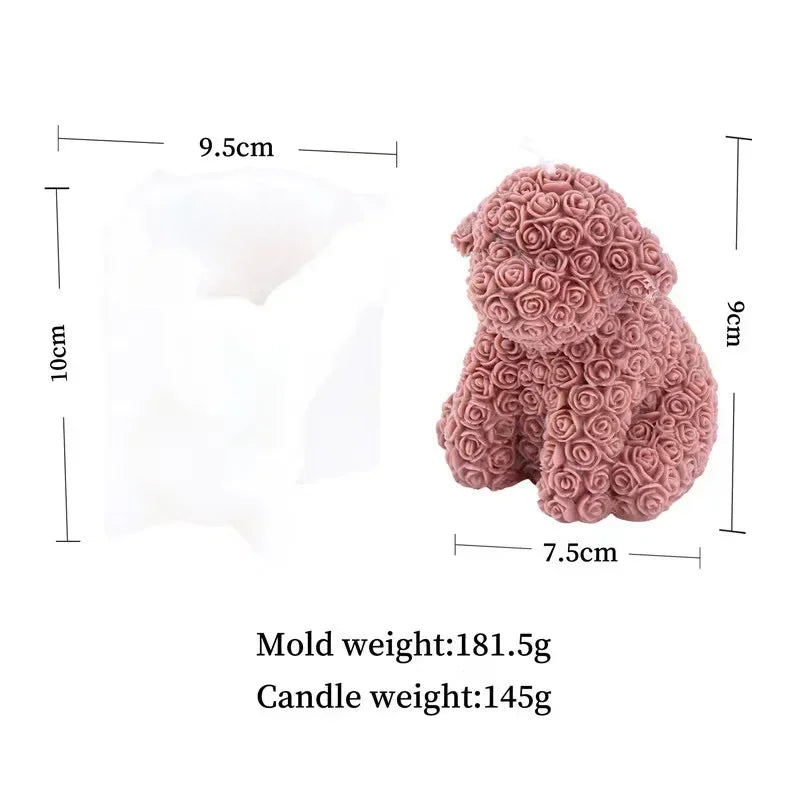 3D Rose Bear Silicone Candle Mold DIY Gift