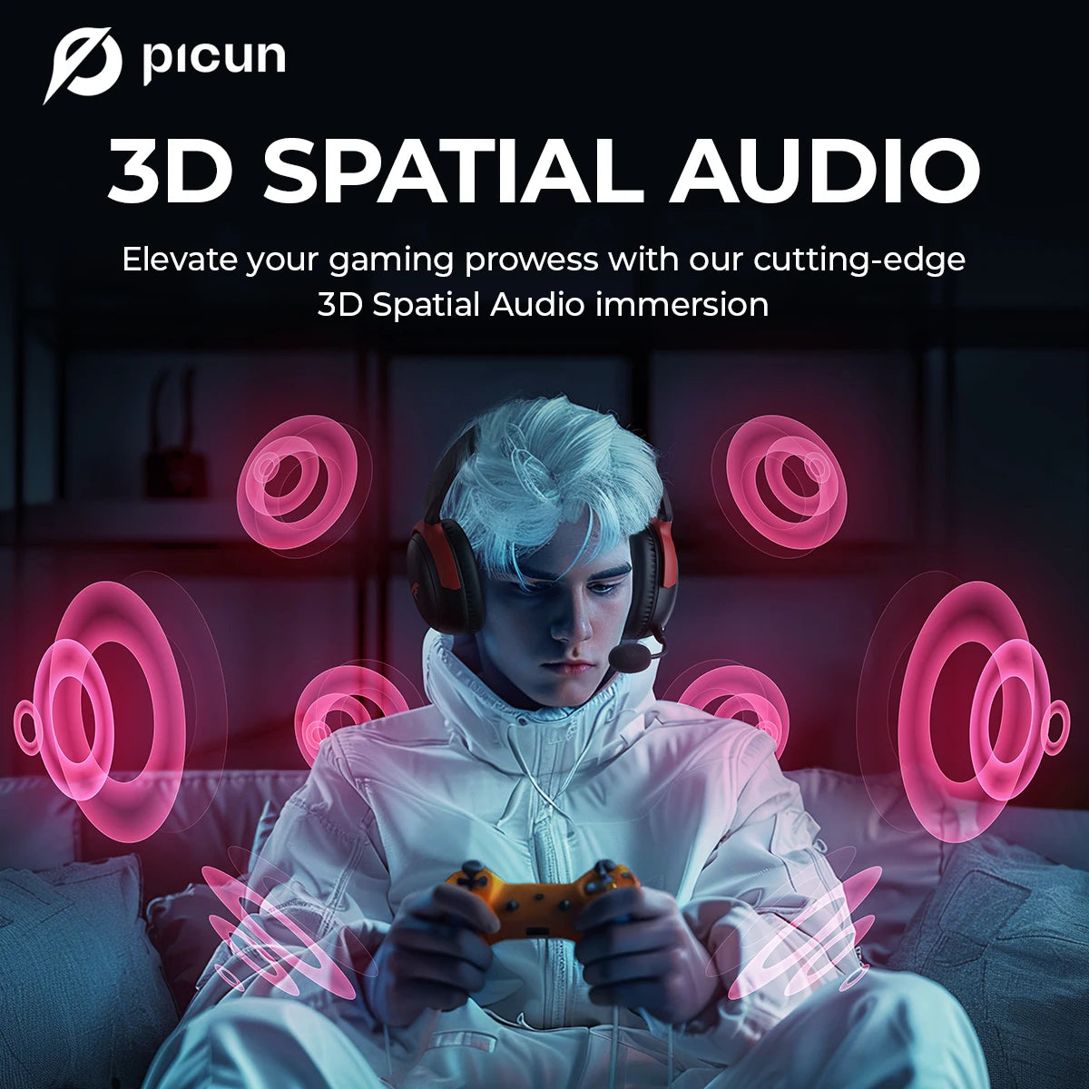 Picun G3 Kabelloses Gaming-Headset mit Mikrofon