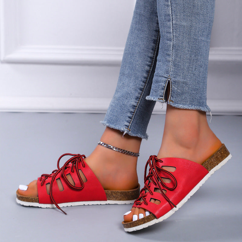 Flache Römersandalen zum Schnüren für Damen