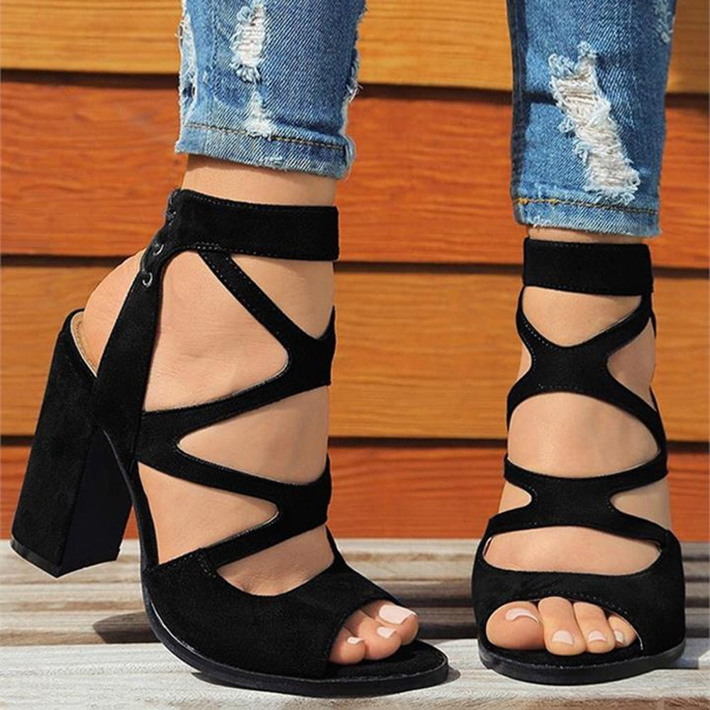 Thick Heel Fish Mouth Sandals Women