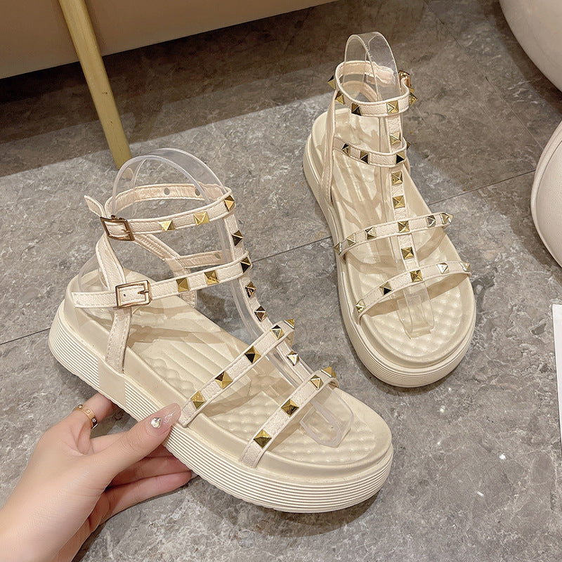 Fairy Style Rivet Roman Flat Sandals