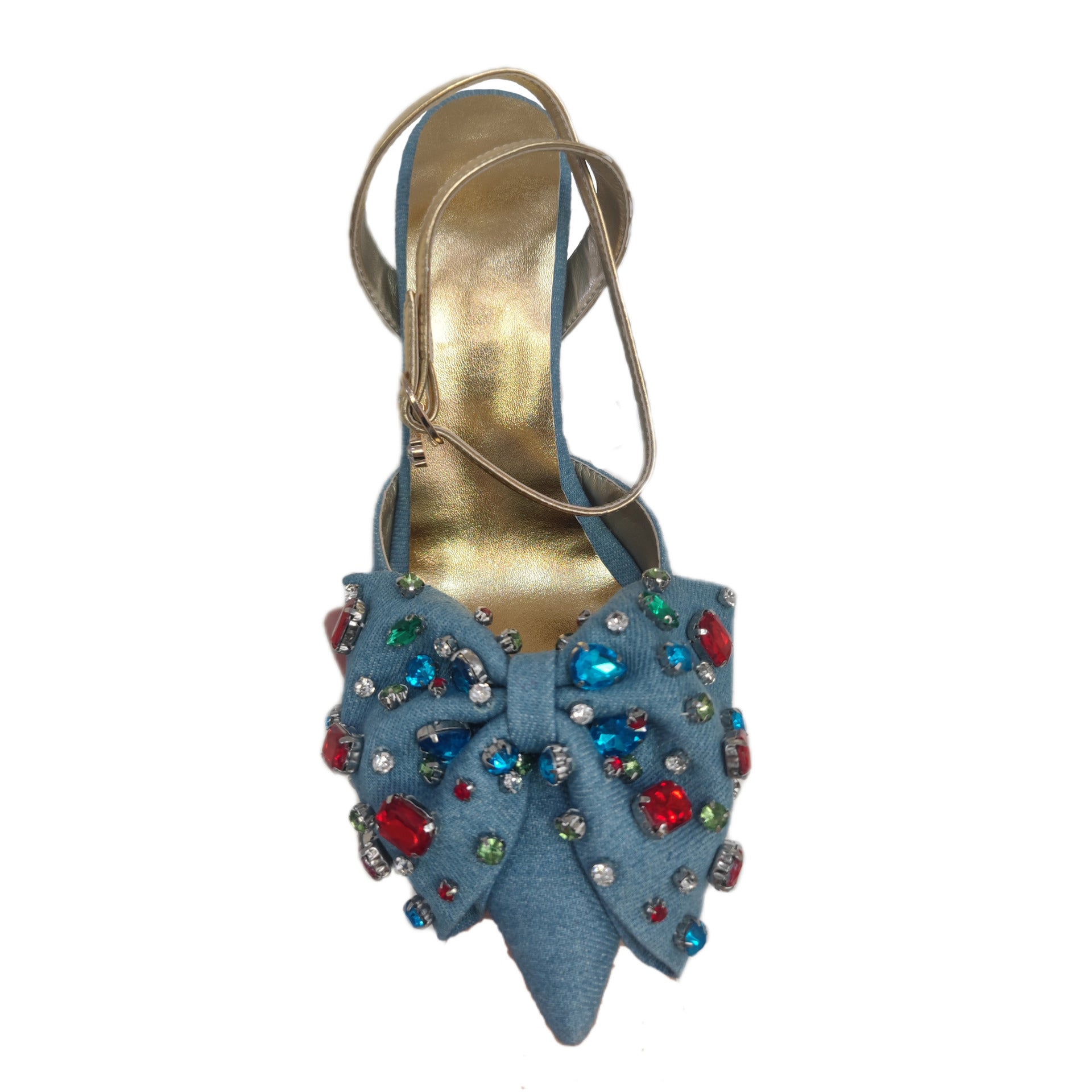 Plus Size Bow Rhinestone Heeled Sandals