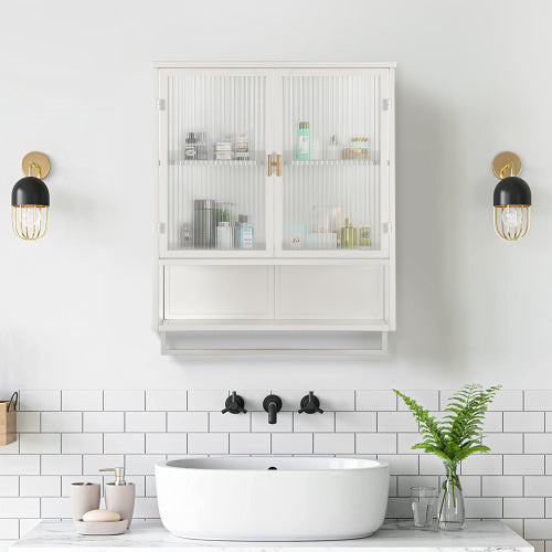 Modern Double Door Wall Cabinet w/ Rails