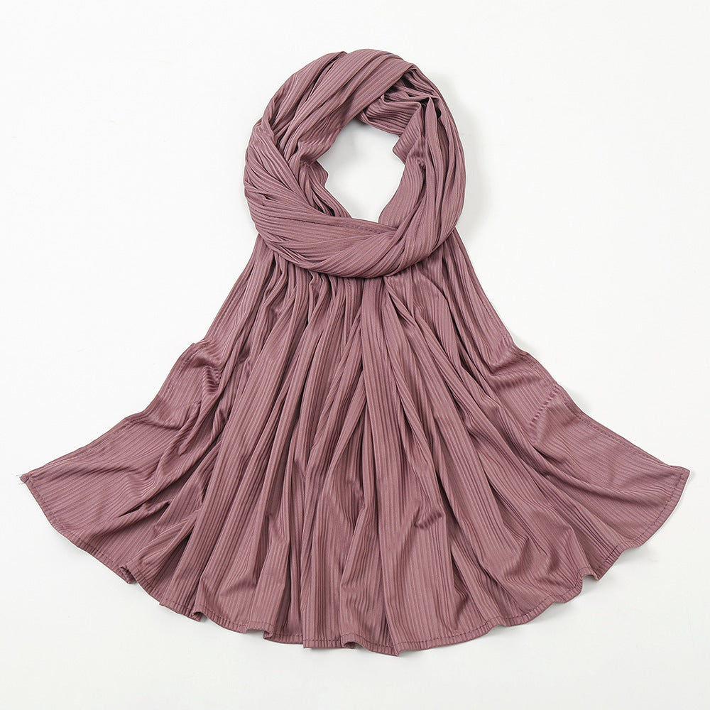 Striped Cotton Knit Scarf for Women