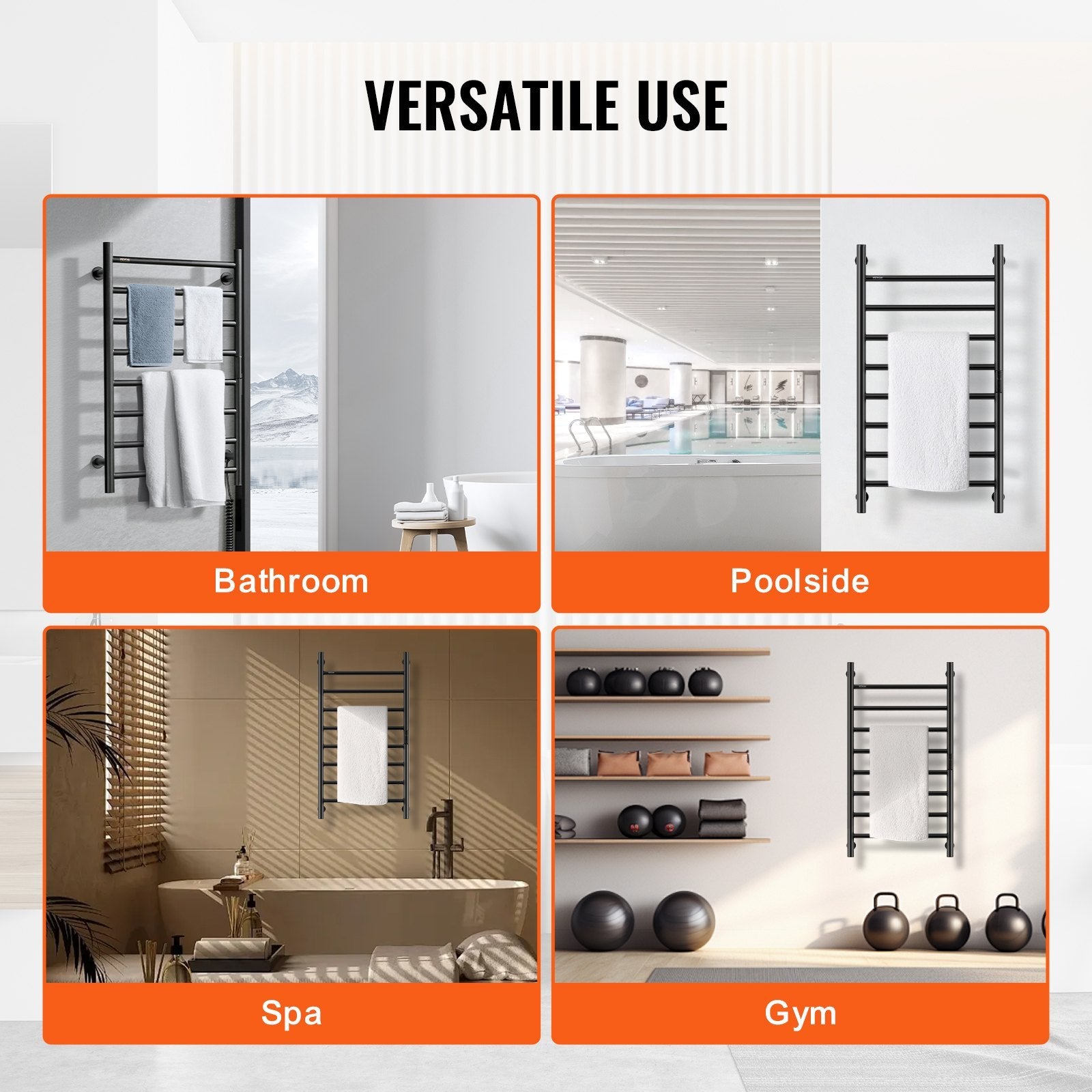 VEVOR 8-Bar Handtuchwärmer zur Wandmontage