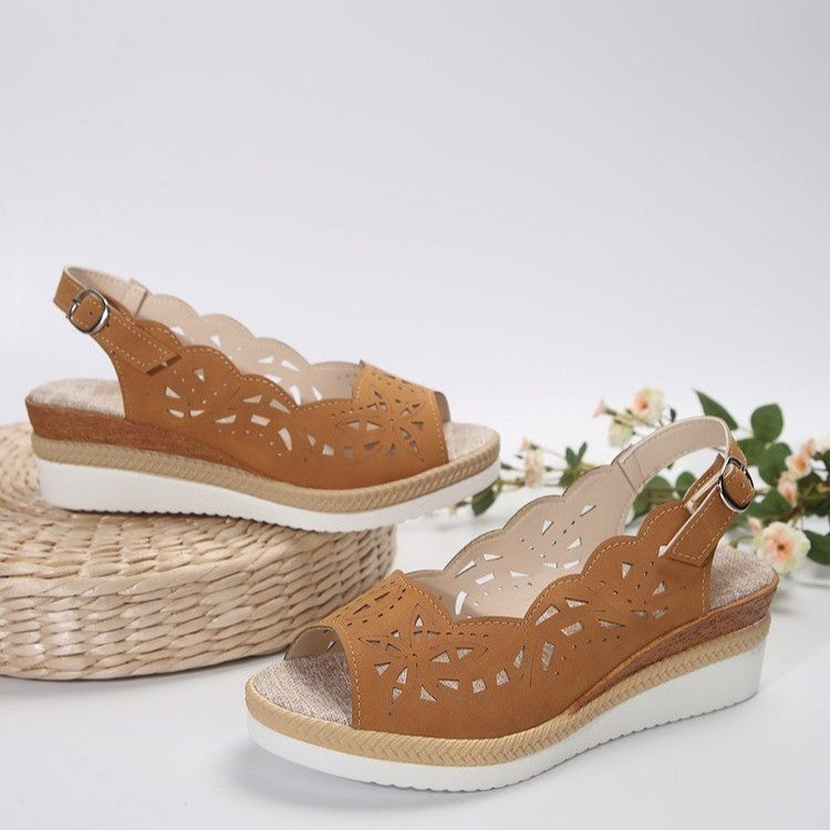 Hollow Fish-Mouth Wedge Sandals Women
