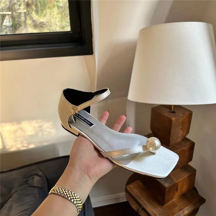 Fairy Style Pearl Flip-Toe Sandals Women