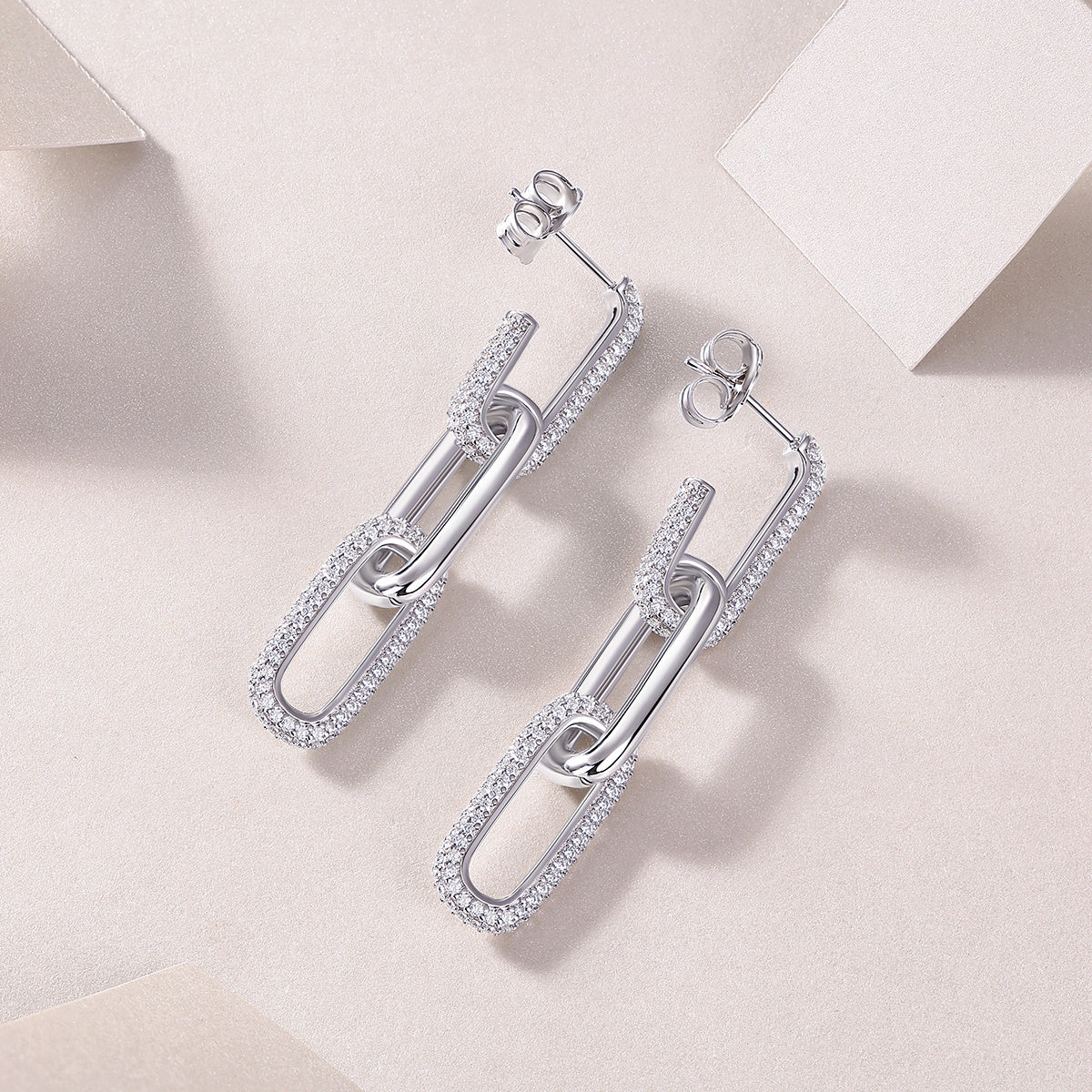 Ketten-Diamant-Ohrstecker-Set