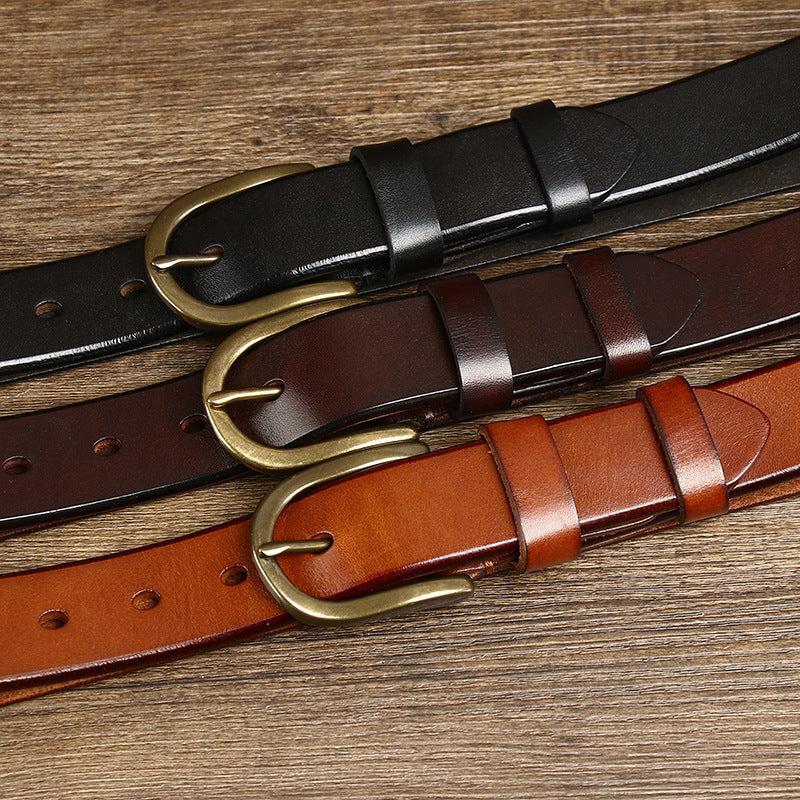 Retro Copper Buckle Belt for Men 3.3CM